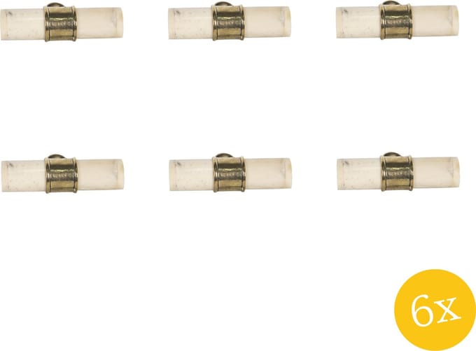 Clayre & Eef Deurknop set van 6 stuks 6 cm Beige Metaal Rechthoek Meubelknop