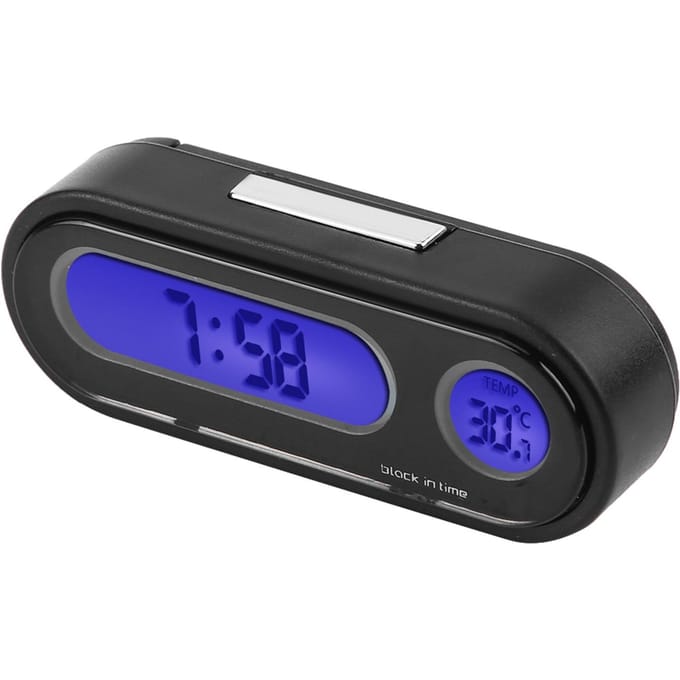 2 in 1 Auto Voertuig Interieur Mini Elektronisch Horloge LED Digitale Klok Thermometer Voltmeter blue