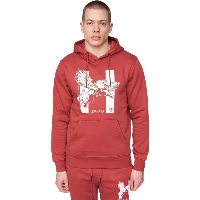 Henleys Heren Curveball Hoodie (Diep rood)