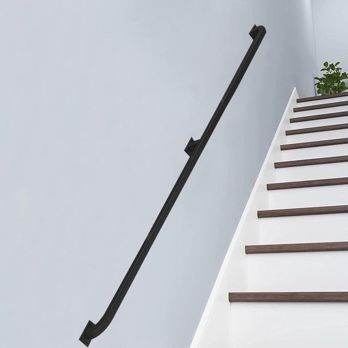 Trapleuning - Muursteun - Veiligheid Verhoging - Smeedijzer - 100 cm - Zwart