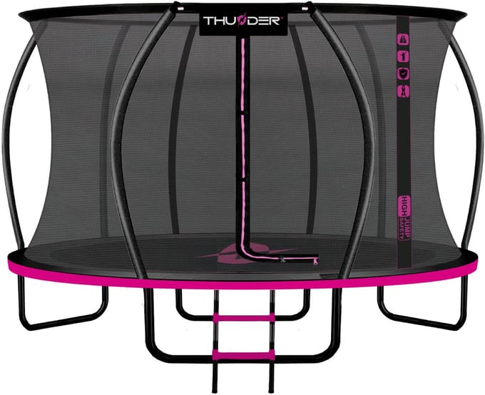 Thunder Trampoline 366 cm – Ronde Tuintrampoline – Max. 150 kg – Met Ladder – Roze