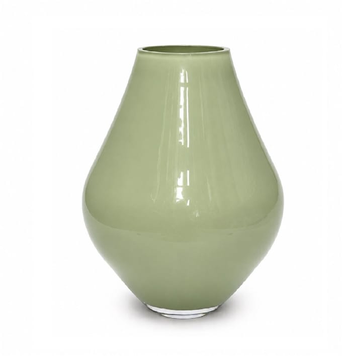 Vaas Lesse | Metallic pastel green | Medium | mond geblazen glas | Ø22 x H28 cm