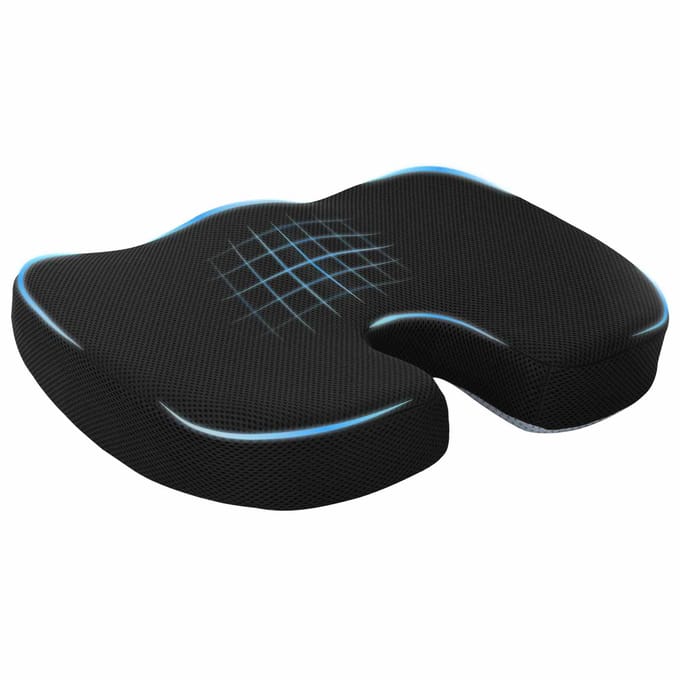 vidaXL - Zitkussen - Traagschuim - Zwart - 47 - x - 36,5 - x - 8 - cm