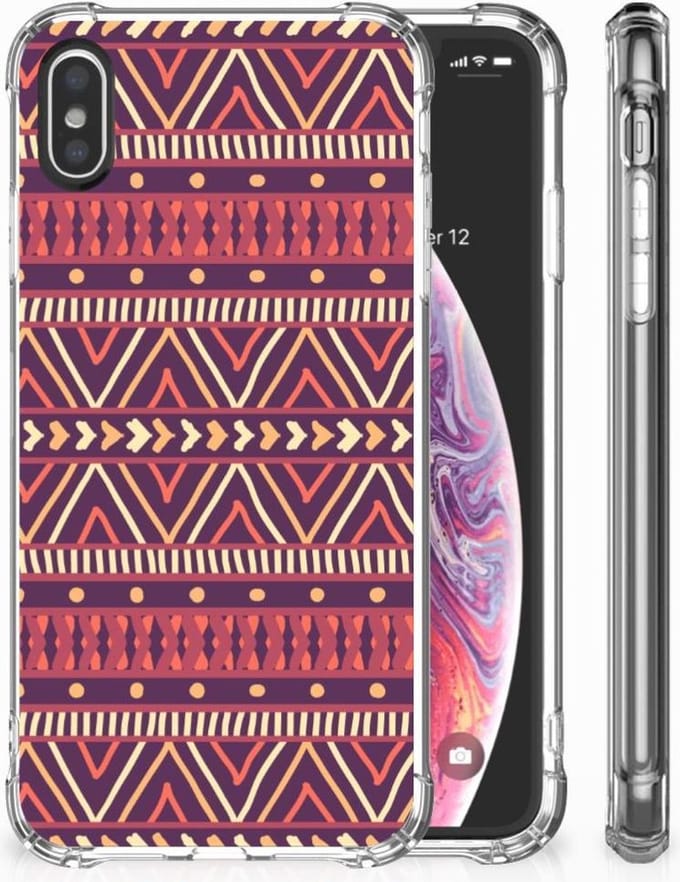 Apple iPhone X | Xs Doorzichtige Silicone Hoesje Aztec Paars