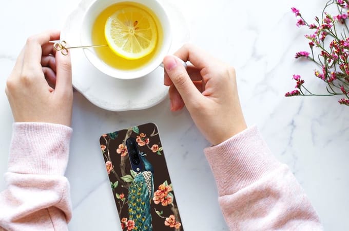 OnePlus 7 Pro TPU Hoesje Pauw met Bloemen