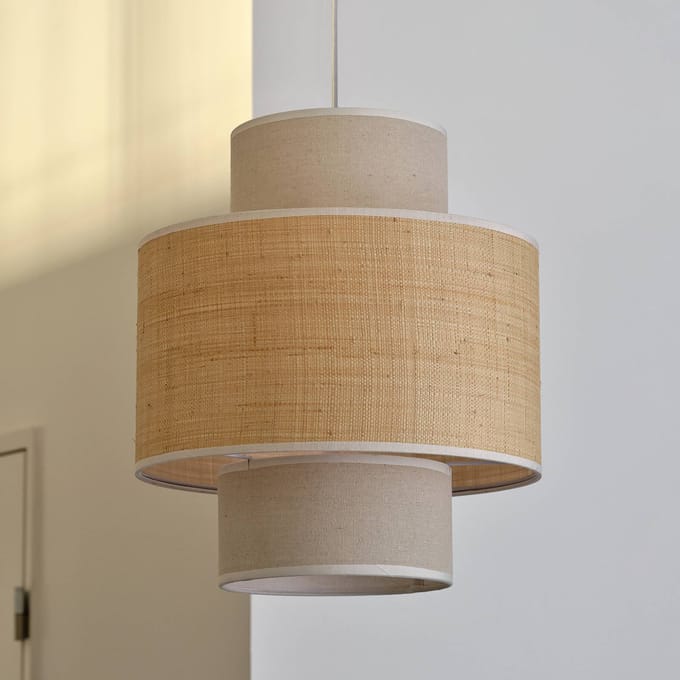 OSRAM DECOR Wrap Cilinder Hanglamp E27 Beige 350mm diameter, Raffia en Bast met linnen hanglamp