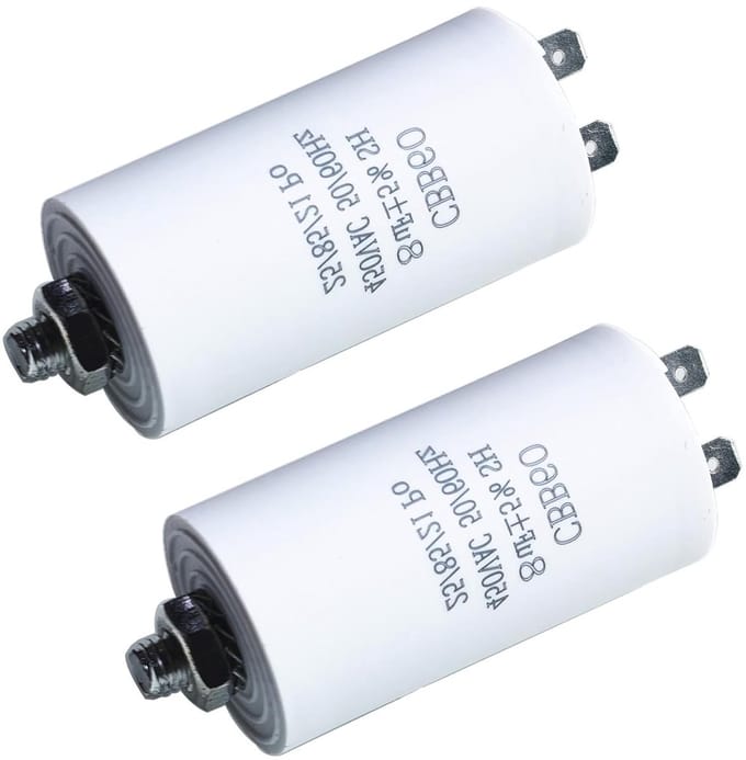 2 Stuks 8µF 450V Motor Capacitor CBB60 voor Start van Elektrische Motoren en Apparaten