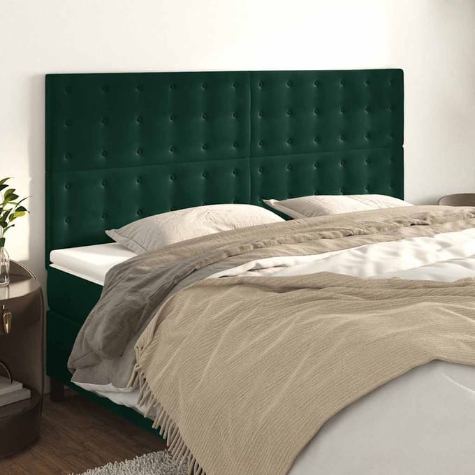 vidaXL - Hoofdbord - donkergroen - 160x5x118/128 - cm - fluweel