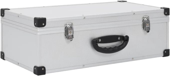 CD Koffer - Opbergbox Muziek - Cd's Organiseren - Afsluitbaar - 56.5 x 29.5 x 18.5 cm - Zilver
