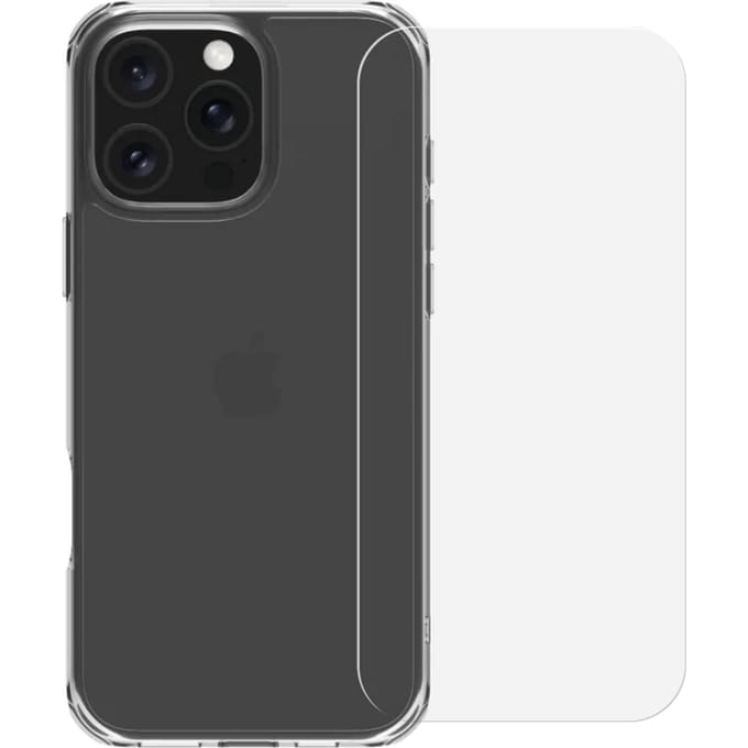 BlueBuilt Protective Back Cover iPhone 16 Pro Max Transparant + Screenprotector Glas