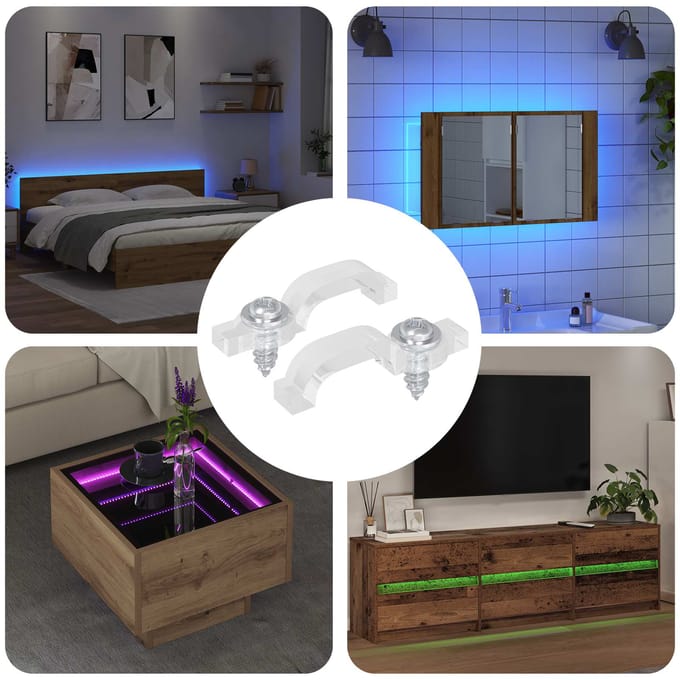 vidaXL LED Strip Clips 23,8 mm 2 st Transparant Kunststof en Ijzer