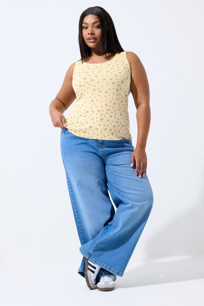 Limited Collection Gele Top Met Bloemenmotief Size 46