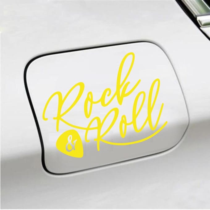 Bumpersticker - Rock & Roll - 11,4 X 14,8 - Geel