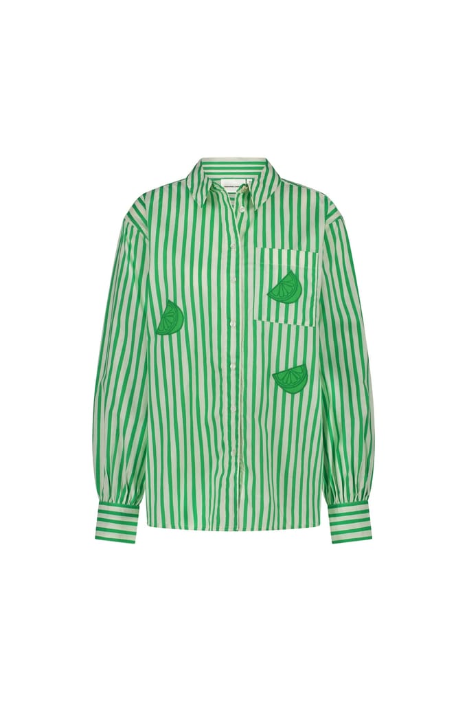 Fabienne Chapot Alex Blouse Warm White/green App Maat: 34 | Overhemden Outlet | Dames | Groen