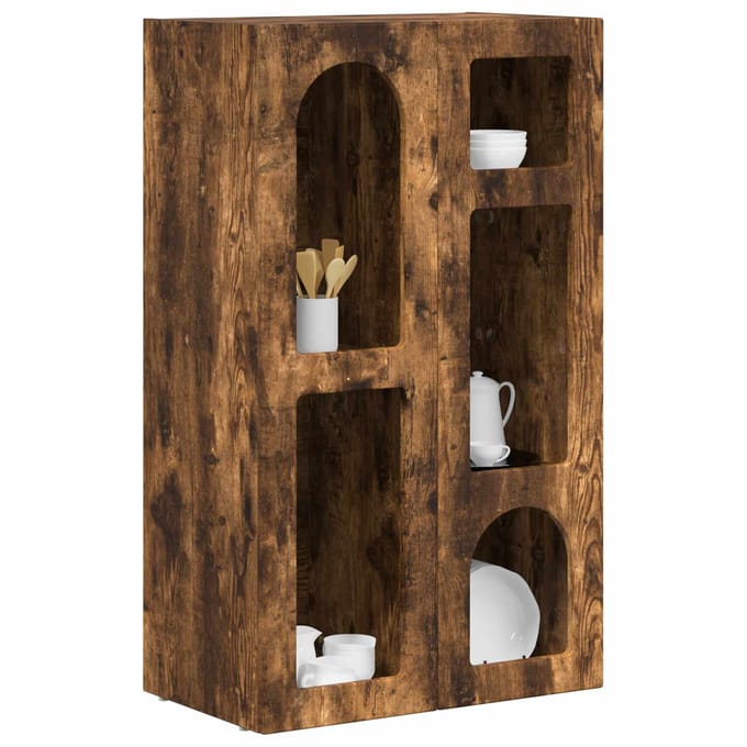 vidaXL - Dressoir - ELST - Gerookt - eiken - 59 - x - 35 - x - 100,5 - cm - Bewerkt - hout