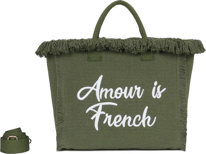 Ines Delaure - strandtas/shopper/weekendtas - amour is french - kaki