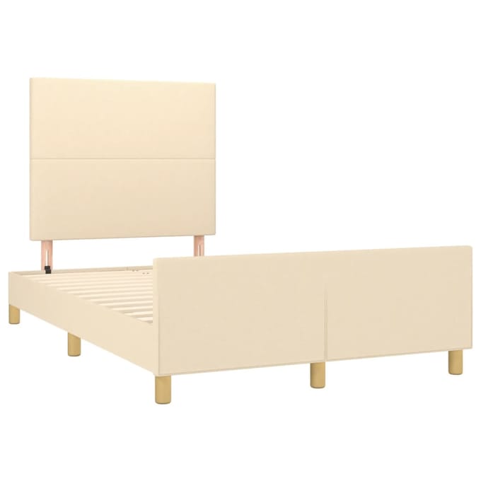 vidaXL - Bedframe - zonder - matras - 120x190 - cm - stof - crèmekleurig