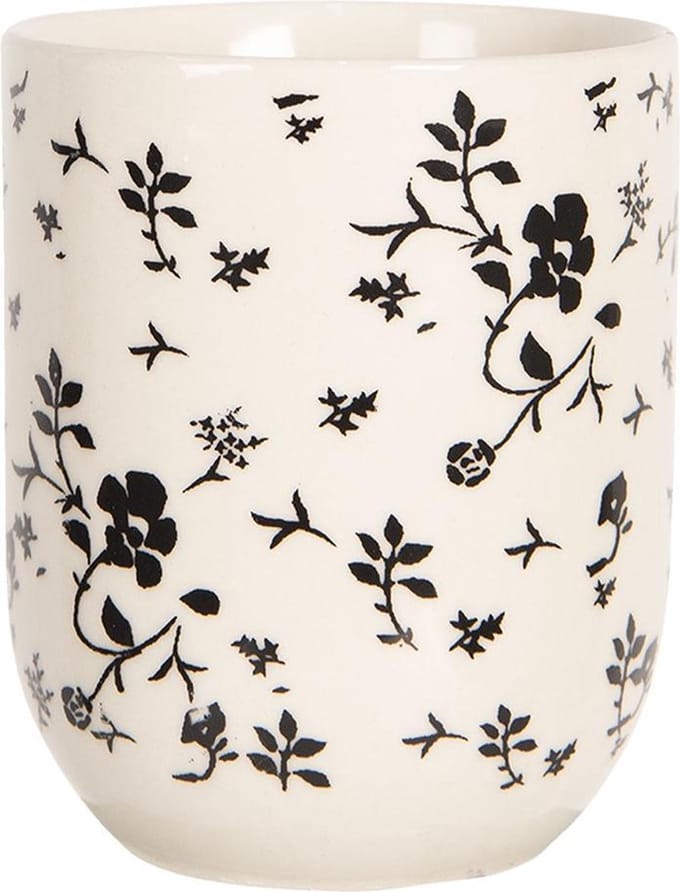 Clayre & Eef Mok 100 ml Wit Zwart Porselein Bloemen