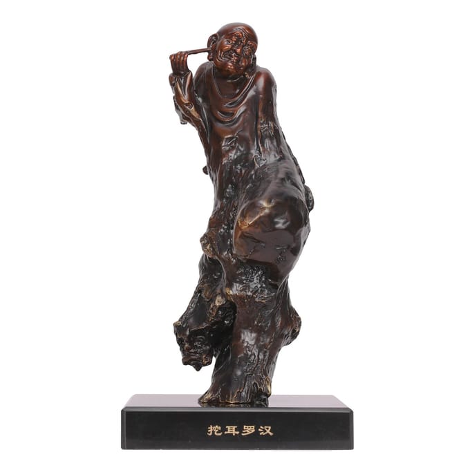 Sculpture de dix-huit disciples du bouddha, Art bouddhiste, Sculpture de racine, Statue en laiton, salle de bouddha, Type 10 gray