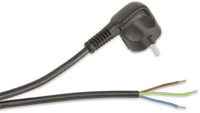 Schuko Haaks - Open einde Apparaatsnoer - 3 x 0,75mm2 - 2 meter - Zwart