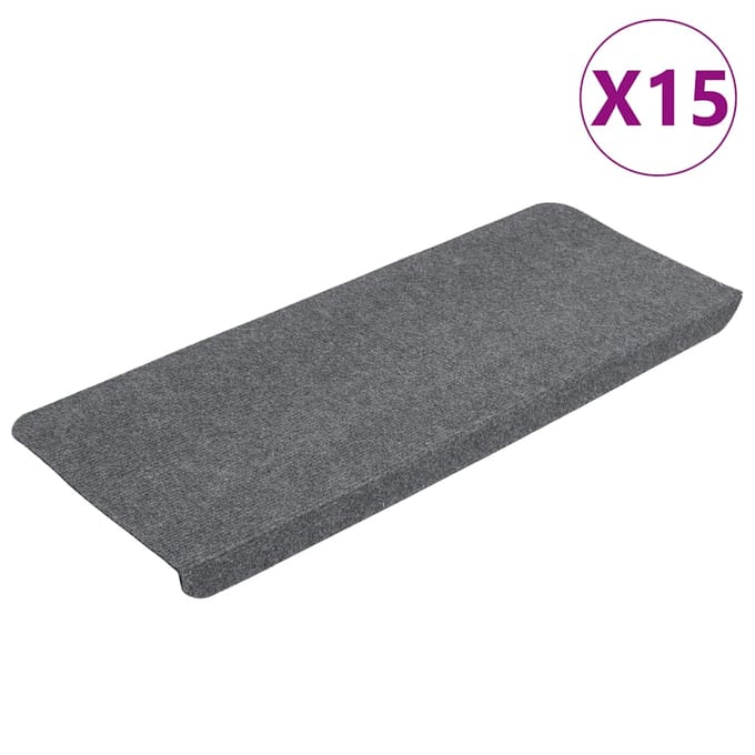 vidaXL - Trapmatten - zelfklevend - 15 - st - 65x24,5x3,5 - cm - grijs