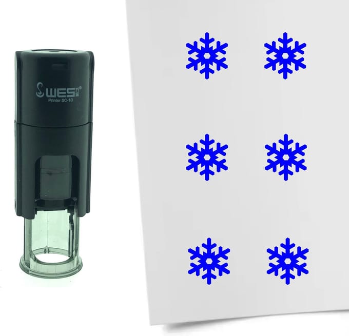 CombiCraft Stempel Sneeuwvlok 10mm rond - blauwe inkt