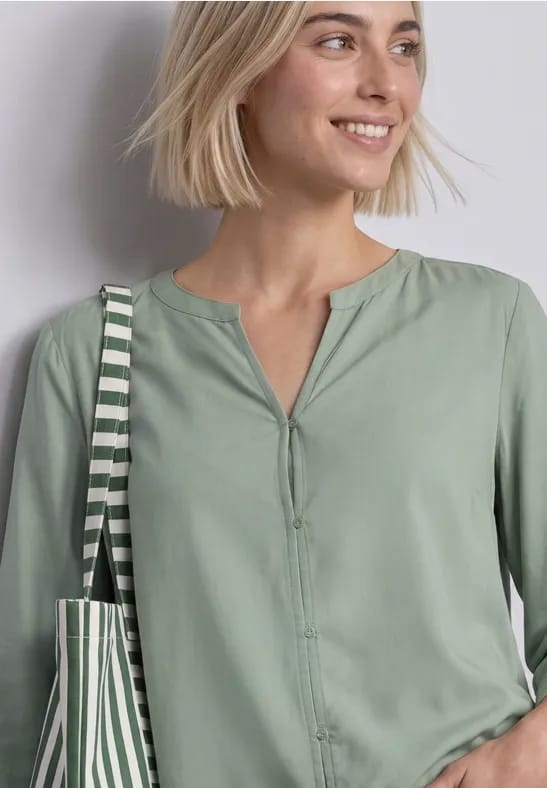 Blouse met 3/4-mouwen en split in de hals