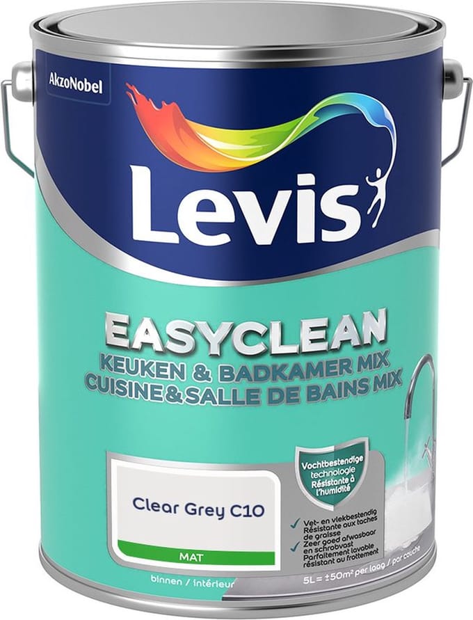 Levis - Easyclean Keuken & Badkamer Mix - Clear Grey C10 - Mengverf - 5 L