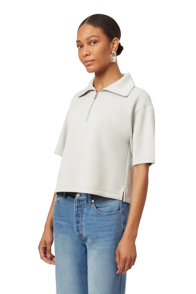 Scotch & Soda Quarter Zip Tee Lunar Rock Größe: L | Hemden Outlet | Damen