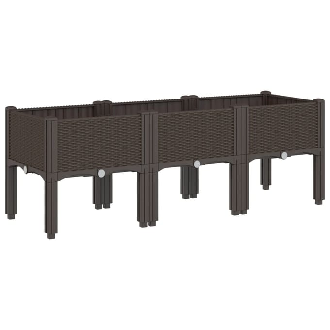 vidaXL - Plantenbak - met - poten - 120x40x42 - cm - polypropeen - bruin