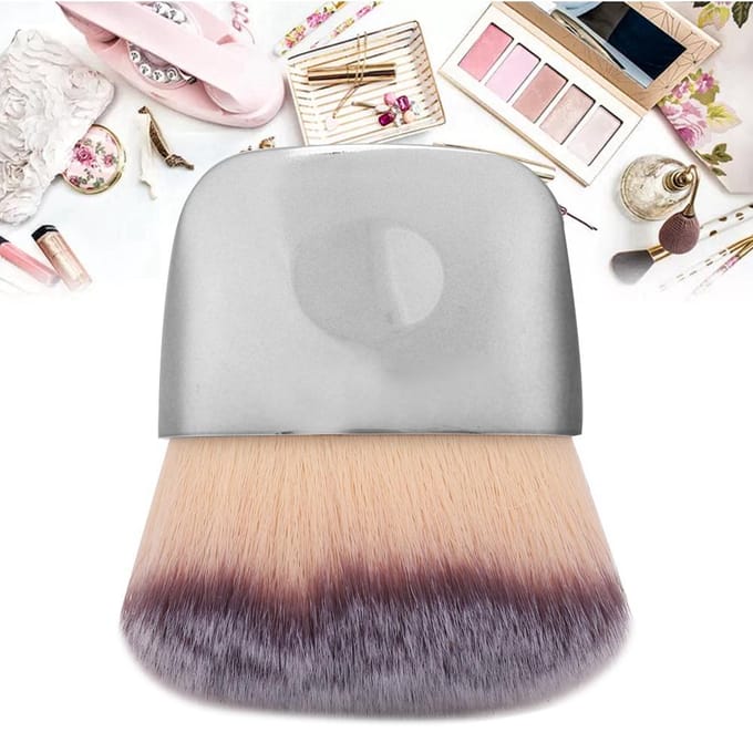 Mini Multifunctionele Make-up Kwast Draagbaar Zacht Poeder Blush Kwast Schoonheidstool Zilver zilver