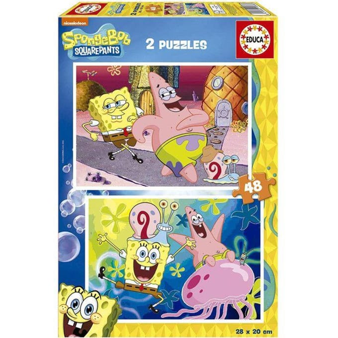 Puzzel Educa SpongeBob - Set van 2 - 48 stukjes - Meerkleurig