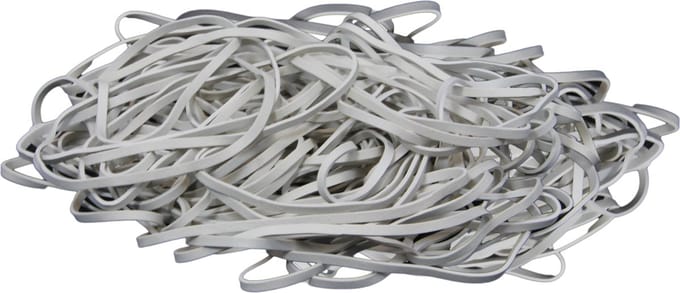1 kg - Elastiek - wit - diameter 100mm - breedte 5mm - in zak - ca 340 stuks