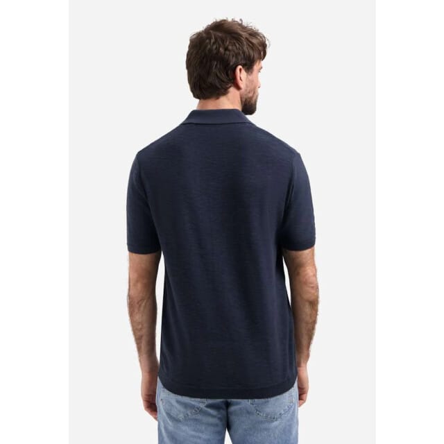 No Excess Polo Pullover Short Sleeve Slub Navy  L