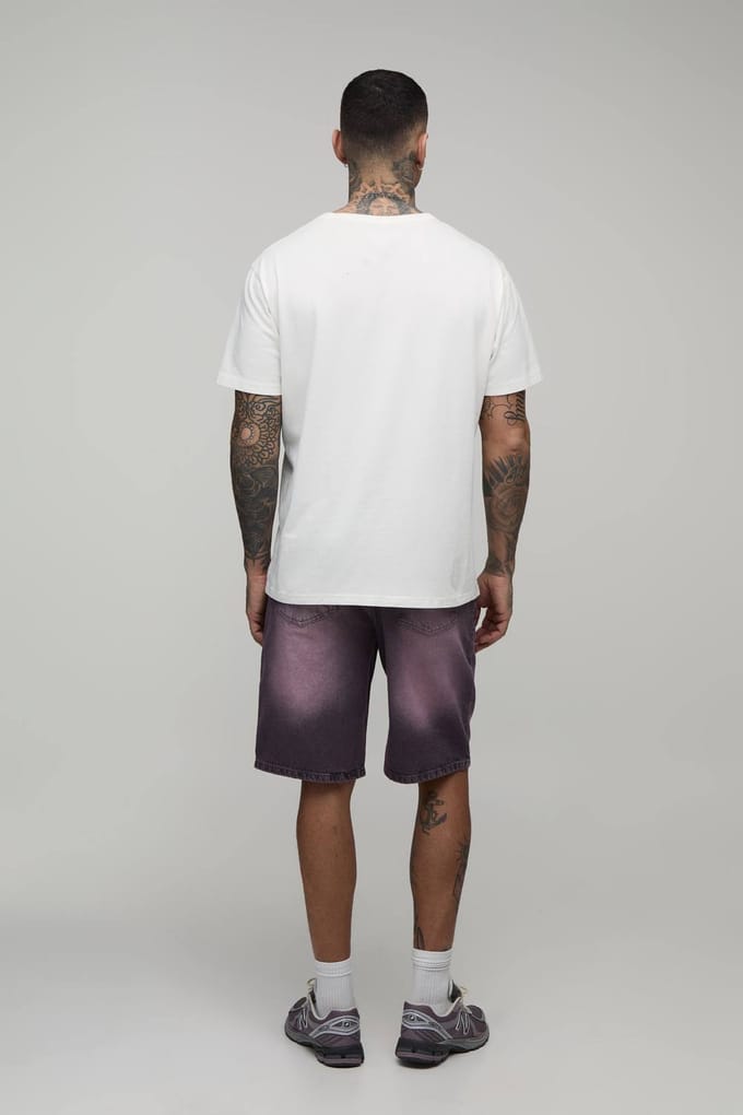 Lange Relaxed Getinte Denim Shorts | Pink | Size 32