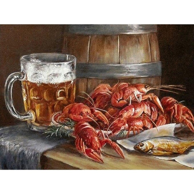 Peinture au diamant dessin animé perceuse ronde complète broderie au diamant crabe de bière point de croix 20X30CM brown