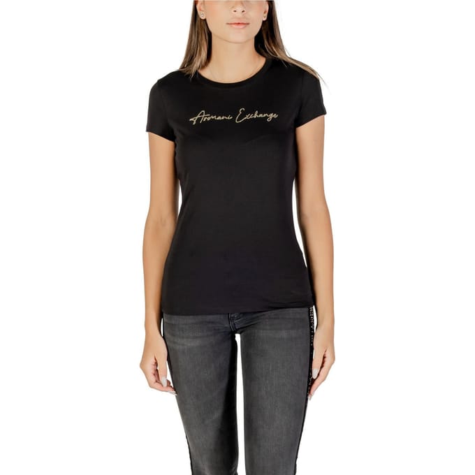 Rhinestone Embellished Round Neck T-shirt with Short Sleeves Wo -