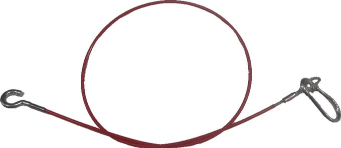 Breekkabel 1000mm karabijn haak en knijphaak rood