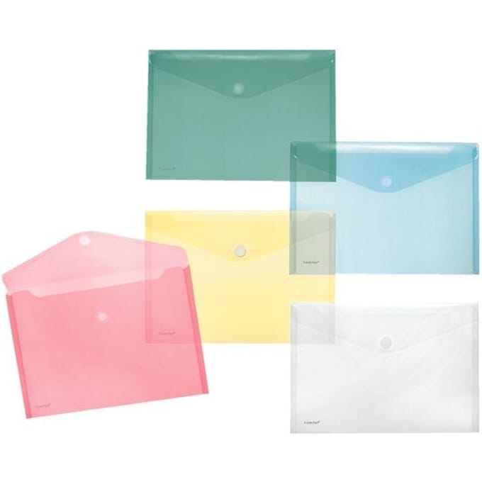 Enveloptas Foldersys A4 dwars PP transp ass. kleuren 10 st Assorti Omslagen A4 VelcroA4