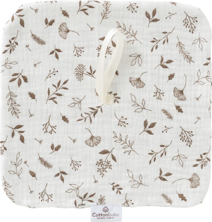 Cottonbaby Soft Speendoekje - Leaves White/Taupe