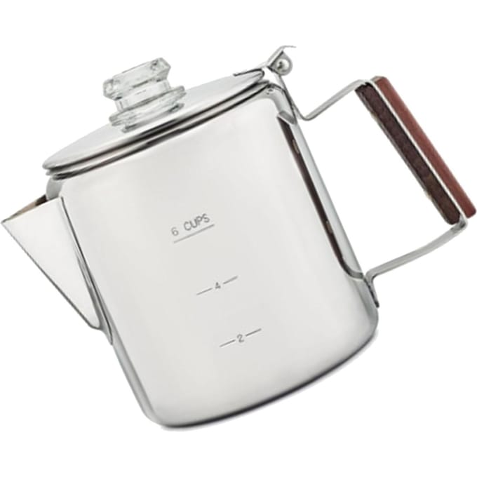 Cafetière pour cuisinière en acier inoxydable avec bec verseur en V et poignée en bois, compatible multi-feux pour le camping Type 1 white