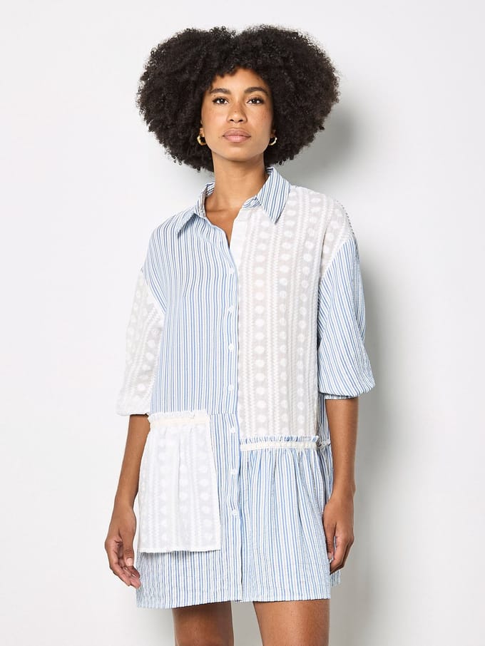 Mini-jurk met mix van strepen