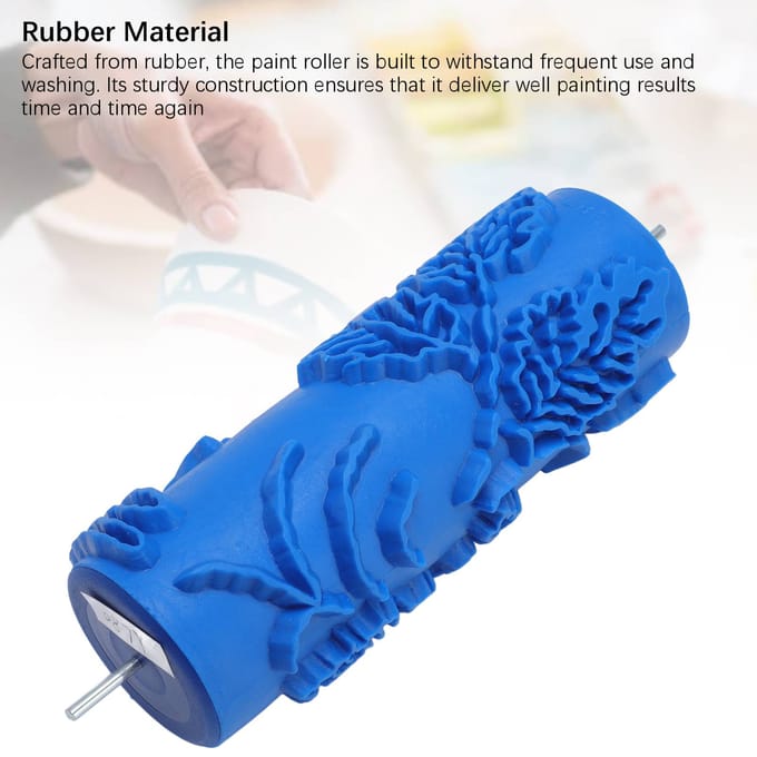5 Inch Verfroller Embossing Textuur Rubber Roller voor Huis Meubel Schilderen Behang Muur blue