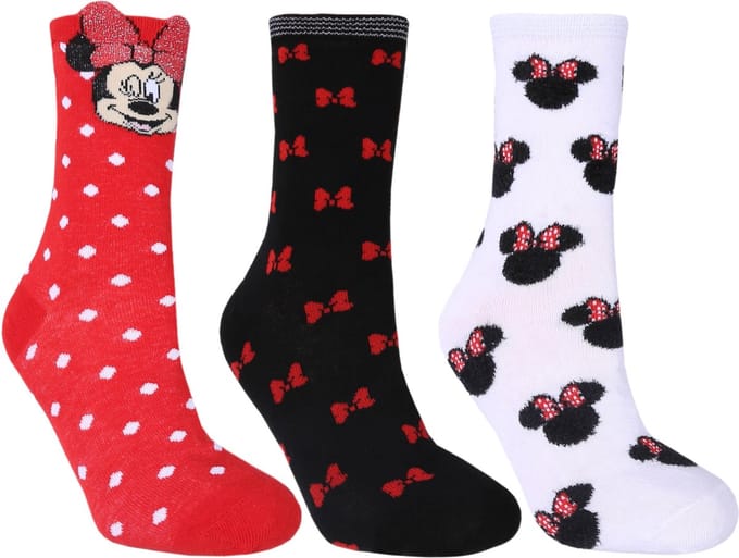 3x Zwarte en rode Minnie Mouse sokken DISNEY