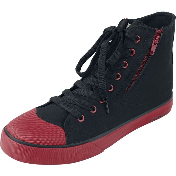R.E.D. Rock-Engineered Design Zwarte en rode hoge sneakers met rits - Unisex - EU37