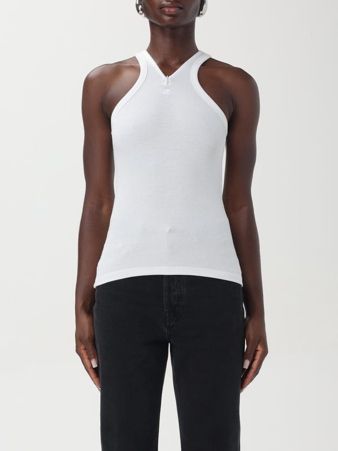 Geribbelde Mouwloze V-hals Top