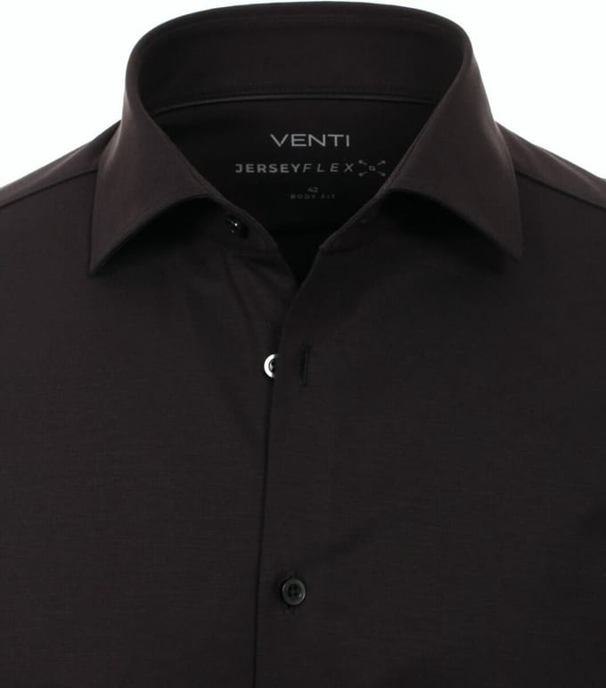 Zwart Venti Jerseyflex Overhemd Body Fit 123955800-800 - L