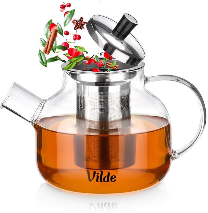 Theepot met Filter Glas Hittebestendig 850 ml - Koffie- en Thee Pot - Infuser - Theezeef - Filter - Zeef