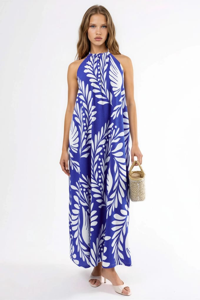Gepubliceerd Halter Nek Maxi Jurk