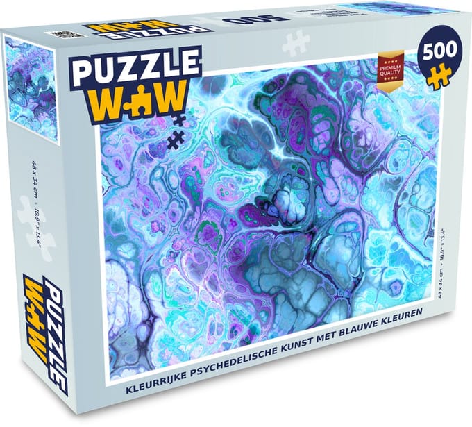 Puzzel Kunst - Golf - Blauw - Psychedelisch - Legpuzzel - Puzzel 500 stukjes